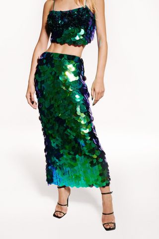 Nastygal + Disc Sequin Midi Skirt