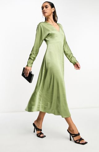 ASOS Design + Long Sleeve Satin Dress