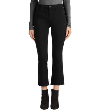 J Brand + Selena Mid-Rise Cropped Boot Cut in Photo Ready Black Bastille
