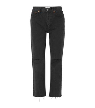 Re/Done + Originals High-Rise Stove Pipe Distressed Straight-Leg Jeans