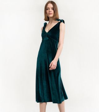 Pixie Market + Velvet Shoulder Tie Dress