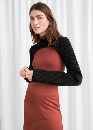 & Other Stories + Ribbed Mock Neck Sleeve Overlay