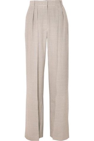 Fendi + Pleated Checked Wool Wide-Leg Pants