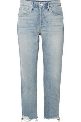 3x1 + W3 Higher Ground Cropped Frayed High-Rise Straight-Leg Jeans