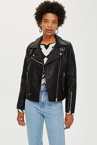 Topshop + Leather Look Biker Jacket