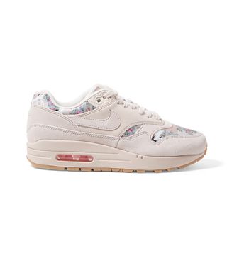 Nike + Air Max 1 Suede And Floral-Print Satin Sneakers