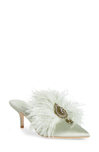 Tory Burch + Elodie Embellished Feather Mule