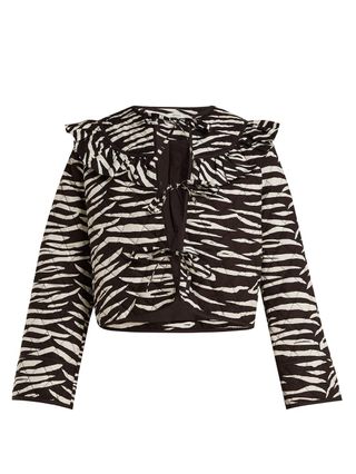 Ganni + Faulkner Zebra-Print Quilted Cotton Jacket