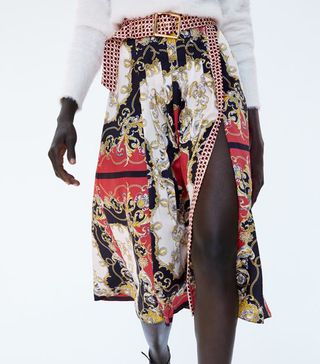 Zara + Pleat Skirt With Print