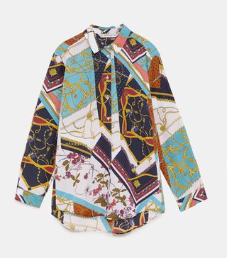 Zara + Patchwork Chain Print blouse