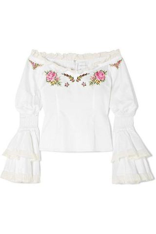 Alice McCall + Bon Voyage Off-the-Shoulder Embroidered Cotton Blouse