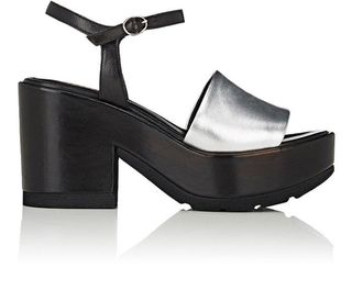 Barneys New York + Colorblocked Leather Ankle-Strap Platform Sandals