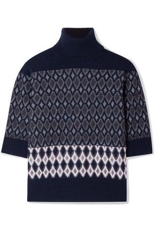 Chloe + Intarsia Merino Wool-Blend Turtleneck Sweater