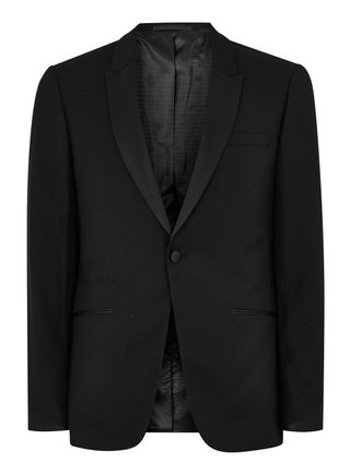 Topman + Black Skinny Tuxedo Jacket With Satin Lapel