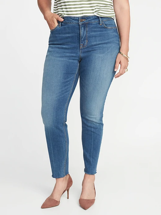 Old Navy + High-Rise Secret-Slim Pockets Raw-Edge Rockstar Jeans