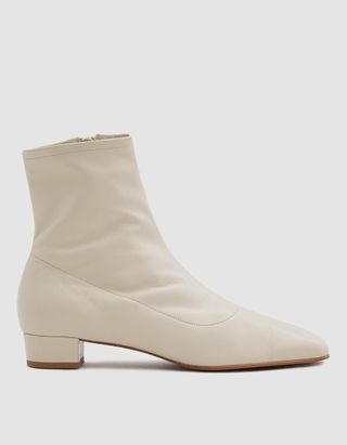 By Far Shoes + Este Leather Ankle Boot in White