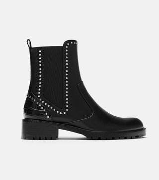 Zara + Flat Ankle Boots with Studs
