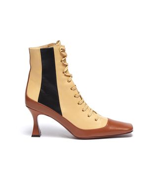 Manu Atelier + Duck Colourblock Patchwork Leather Lace-Up Ankle Boots