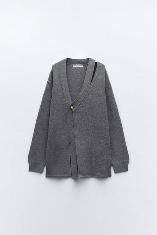 Zara + Cut Out Knit Wool Cardigan