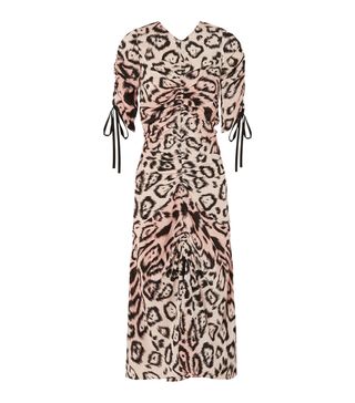 Alice McCall + Animale Ruched Leopard-Print Silk Crepe de Chine Midi Dress