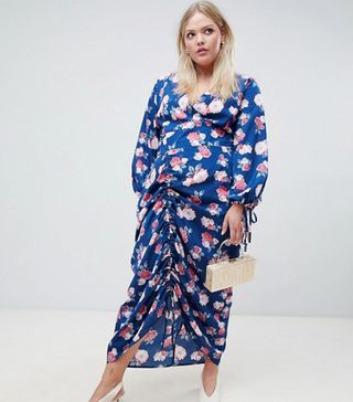 Unique21 Hero + Floral Ruched Maxi Dress