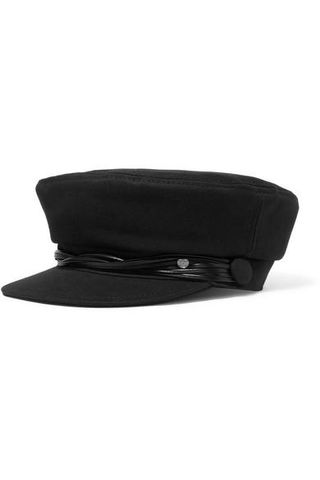 Maison Michel + New Abbey Leather-Trimmed Cotton-Twill Cap