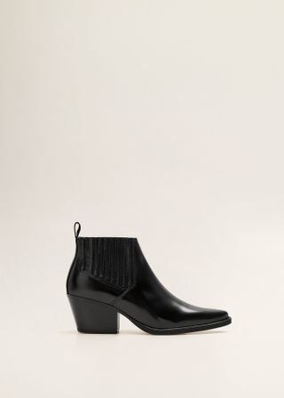 Mango + Leather Pointed Ankle Boots