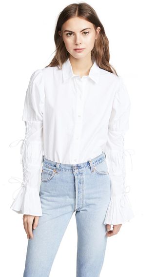 Frame + Lace Up Long Sleeve Shirt