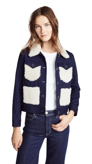 Adam Lippes + Corded Denim Jacket With Shearling