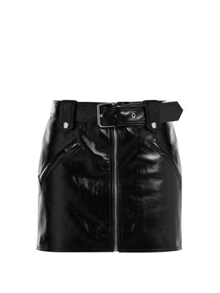Valentino + Belted Leather Mini Skirt