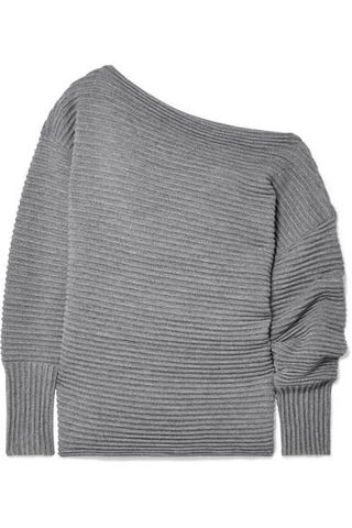 Victoria by Victoria Beckham + One-shoulder Ribbed Merino Wool Sweater