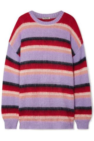 Miu Miu + Oversized Striped Mohair-Blend Sweater