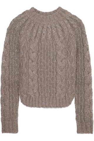 Saint Laurent + Metallic Cable-Knit Sweater