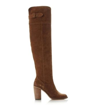 Dune + Block Heel Suede Knee-High Boot