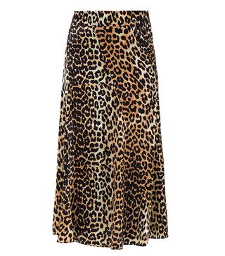 Ganni + Blakey Leopard-Print Silk-Blend Skirt