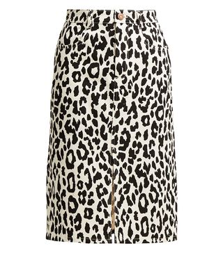 See by Chloe + Leopard-Print Denim Midi Skirt