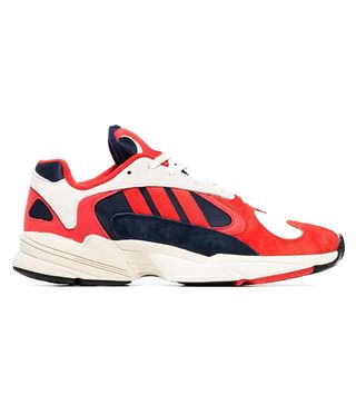 Adidas + Red, White and Black Yung 1 Suede Leather and Cotton Sneakers