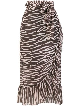 Ganni + Zebra Print Wrap Skirt