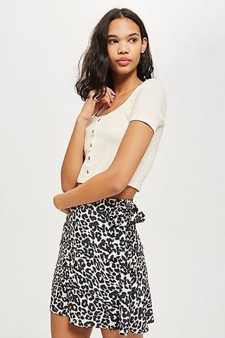 Topshop + Leopard Print Flippy Mini Skirt