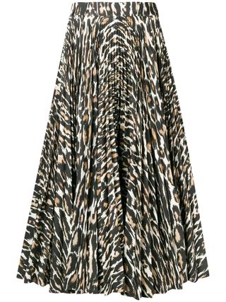 Calvin Klein 205 W39 NYC + Flared Leopard-Print Skirt