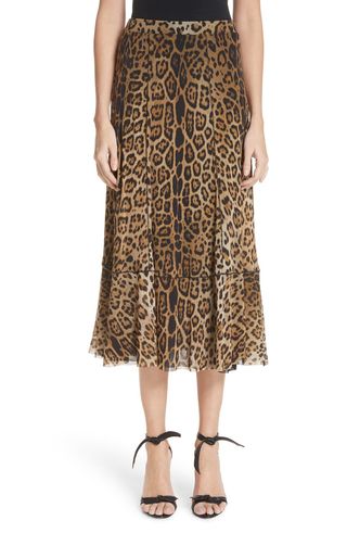 Fuzzi + Leopard Print Tulle Midi Skirt
