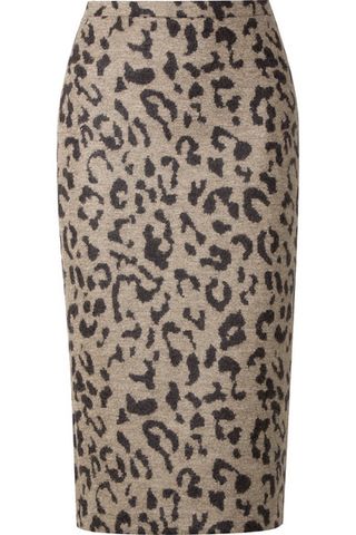 Max Mara + Leopard-Print Wool Midi Skirt