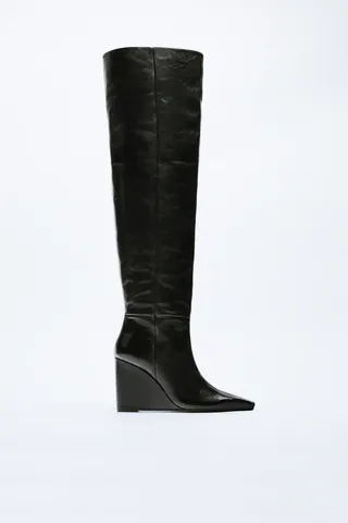 Zara + Wedge Leather Boots