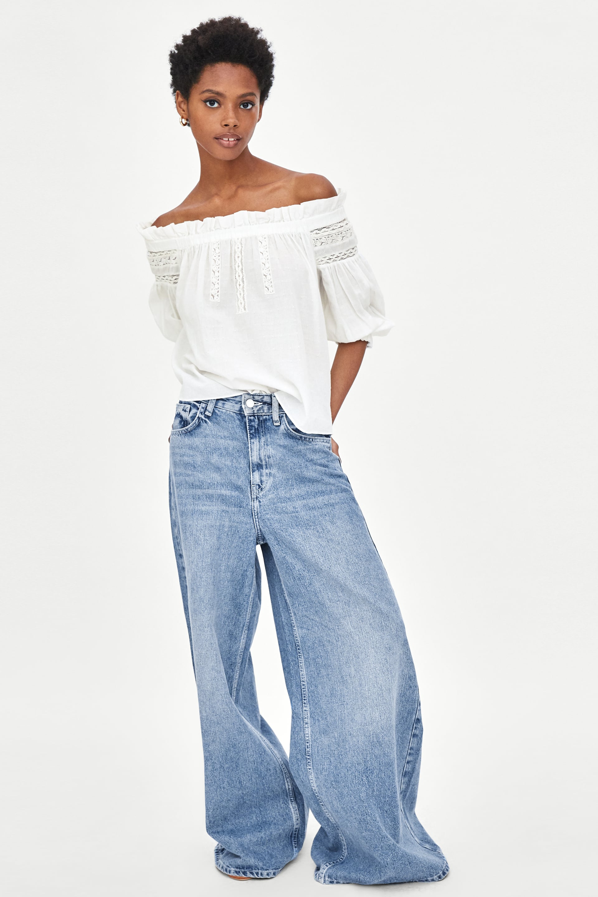 Zara + Combined Off-the-Shoulder Top