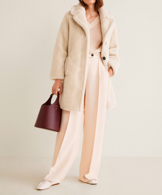 Mango + Lapels Faux Fur Coat