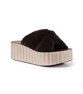 Tory Burch + Faux Fur Scallop Slide Sandals