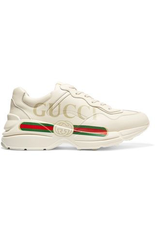 Gucci + Rhyton Printed Leather Sneakers