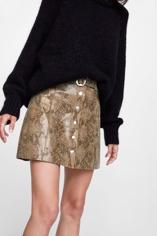 Zara + Leather Mini Skirt