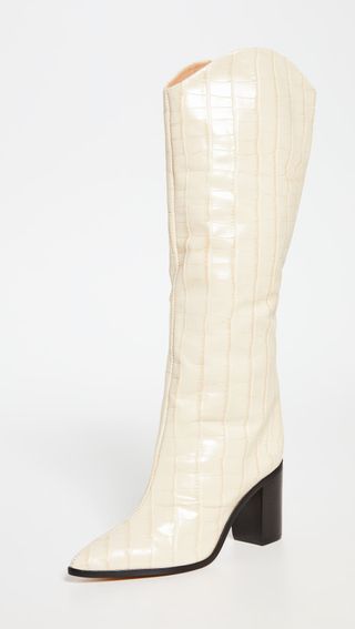 Schutz + Analeah Crocodile-Embossed Leather Boots