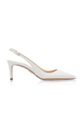 Prada + Croc-Effect Leather Slingback Pumps